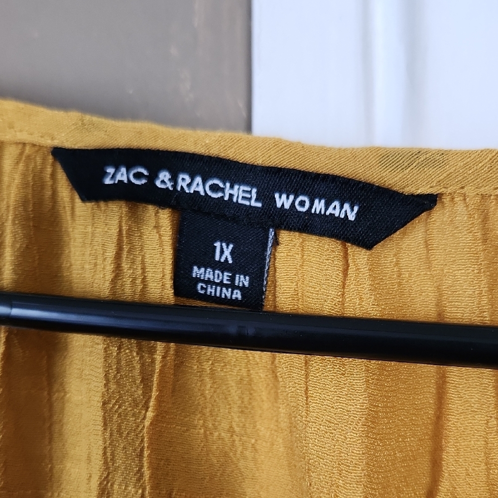 Zac & Rachel Yellow Blouse with Bib Collar and 3/4 Sleeves - Picture 2 of 5